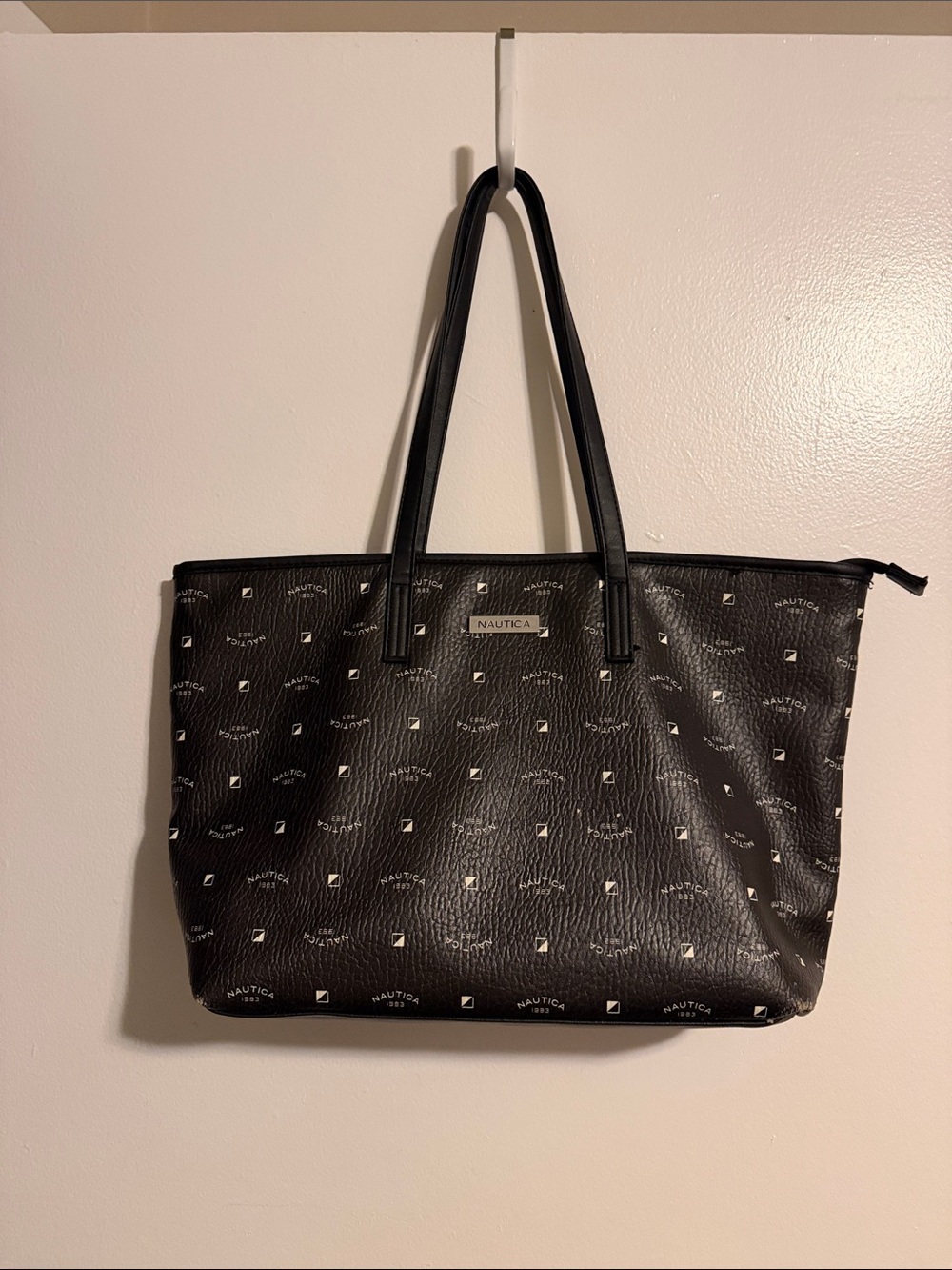 Nautica Black Logo Print Tote